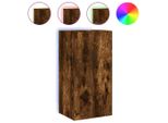Syfax™ Mobile Tv A Parete Con Luci Led Rovere Fumo 40,5X35X80 Cm