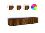 Syfax™ Mobili Tv A Parete Con Luci Led 2Pz Rovere Fumo 80X35X31 Cm