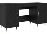 Syfax™ Scrivania Rovere Nero 140 X 50 X 75 Cm Legno Multistrato