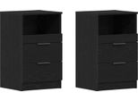 Syfax™ Armadio Da Notte Con Cassetto 2 Pcs Rovere Nero 40 X 35 X 65 Cm
