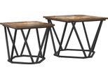 Syfax™ Set Tavolini 2 Pcs Rovere Fumé Legno Ingegnerizzato E Acciaio