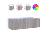 Syfax™ Mobile Tv A Parete Con Luci Led Grigio Sonoma 100X35X31 Cm