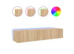 Syfax™ Mobili Tv A Parete Con Luci Led 2Pz Rovere Sonoma 80X35X31 Cm