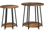 Syfax™ Set Tavolini Con Lo Scaffale 2 Pcs Legno Antico E Nero