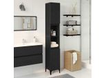 Syfax™ Mobile Da Bagno Rovere Nero 30 X 30 X 190 Cm Legno Multistrato