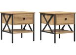 Syfax™ Comodino Con Cassetto 2 Pcs Rovere Artigianale 40 X 42 X 45 Cm