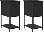 Syfax™ Armadio Da Notte Con Cassetto 2 Pcs Rovere Nero 32 X 42 X 70 Cm
