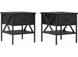 Syfax™ Comodino Con Cassetto 2 Pcs Rovere Nero 40 X 42 X 45 Cm