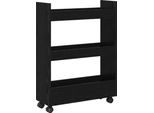 Syfax™ Carrello Di Stoccaggio Stretto Rovere Nero 60 X 22 X 80 Cm