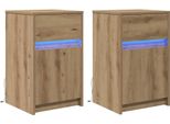 Syfax™ Armadio Da Letto Led 2 Pcs Rovere Artigianale 38 X 34 X 61 Cm