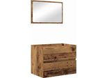 Syfax™ Set Di Mobili Per Il Bagno Con Cassetto 2 Pcs Legno Vecchio