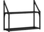 Syfax™ Scaffale Da Parete Con Lo Scaffale Rovere Nero 60 X 21 X 51 Cm