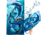 Telo Mare In Microfibra Con Delfini, Ad Asciugatura Rapida, 3D, 150 X 75 Cm