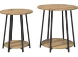 Syfax™ Set Tavolini Con Lo Scaffale 2 Pcs Rovere Artigianale E Nero