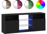 Syfax™ Mobile Porta Tv Con Led Rovere Nero 120X30X50 Cm Multistrato