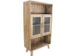 Milanihome.It - Credenza Con Vetrina Di Design Moderno In Legno Di Pino Riciclato Massiccio Stile Moderno Vintagedi Coloremarrone