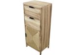 Milani Home - Mobiletto In Legno Con 2 Cassetti E 1 Anta Cm 38 L X 28 P X 89,5 Hdi Coloremarrone Chiaro