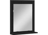 Syfax™ Specchio Con Lo Scaffale Rovere Nero 50 X 12 X 60 Cm