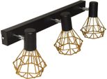 Lampade Da Parete Moderne Loft Mini Szach 2742KZ/Z-A-3 Oro E Nero Con 3 Punti Luce E14 Ip 20
