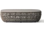 Milanihome.It - Tavolino Da Esterno In Alluminio E Corda Di Design Per Esterno Giardino Cm 124 L X 85 P X 33 Hdi Colorebeige