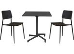 Milanihome.It - Set Tavolo In Metallo Cm 70 X 70 X 73 H Con 2 Sedie Da Giardino Per Esterno Colore Grigiodi Coloregrigio Scuro