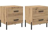 Syfax™ Armadio Da Notte 2 Pcs Rovere Artigianale 40 X 35 X 47,5 Cm