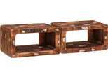 Syfax™ Comodino 2 Pcs Marrone Legno Recuperato Massello