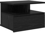 Syfax™ Comodino Flottante Con Cassetto Rovere Nero 40 X 31 X 28 Cm