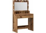 Syfax™ Tavolo Da Trucco Con Specchio Legno Vecchio 75,5 X 41 X 135 Cm