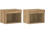 Syfax™ Set Mobile Tv Con Led 2 Pcs Rovere Artigianale 40 X 30 X 30 Cm