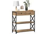Syfax™ Tavolo Consolle Con Cassetto Rovere Artigianale 75 X 28 X 75 Cm