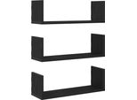 Syfax™ Mensole Da Parete 3Pz Rovere Nero 58X18X18 Cm In Truciolato
