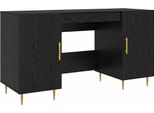 Syfax™ Scrivania Rovere Nero 140 X 50 X 75 Cm Legno Multistrato