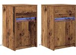 Syfax™ Armadio Da Letto Led 2 Pcs Legno Vecchio 38 X 34 X 61 Cm