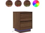 Syfax™ Comodini Con Luci A Led 2 Pz Rovere Marrone 38X34X50 Cm