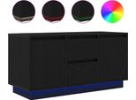 Syfax™ Mobile Porta Tv Con Luci Led Rovere Nero 100X41X50 Cm