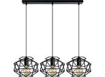 Moderna Lampada A Sospensione Nera Loft Cage 2701/Z-B-3 Con Attacco E27 E Regolazione In Altezza Per Arredatori Attenti Allo Stile