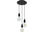 Moderne Lampade Da Soffitto Nere Loft Hades 2882/Z-B-3 Con 3 Punti Luce E27 Portalampada Regolabile In Altezza Ip 20 Metallo