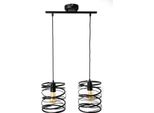 Moderna Lampada A Sospensione Nera Loft Spring 2785/Z-B-2 Con 2 Punti Luce E27 Portalampada Regolabile In Altezza Metallo