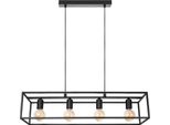Lampada A Sospensione Moderna Loft Horus 2863/Z-B-4 Nera Con 4 Attacchi E27 E Sospensione Regolabile In Altezza