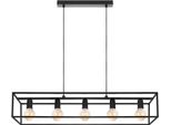 Moderna Lampada A Sospensione Nera Loft Horus 2858/Z-B-5 Con 5 Punti Luce E Regolazione In Altezza