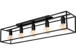 Moderna Lampada A Sospensione Nera Loft Horus 2859/Z-B-5 Con 5 Punti Luce, Regolazione In Altezza E Attacco E27