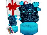 Lilo E Stitch Stitch 16 Led 3D Luce Notturna Per Bambini + Telecomando