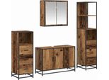 Vidaxl Set Di Mobili Da Bagno Con Cassetti 4 Pezzi In Legno Di Recupero Materiale A Base Di Legno