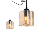 Riffle Lampada A Sospensione Spider Nera – Lampada A Sospensione A 1 Luce Con Cubo Color Miele E27