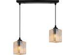 Riffle Lampada A Sospensione Nera – Lampada A Sospensione A 2 Luci Con Cubi Color Miele E27