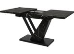 Tavolo Da Pranzo Sweiko Telescopico (120-160X75Cm), Tavolo, Tavolo Da Cucina, Tavolo Allungabile, Allungabile Fino A 120-160Cm Con L'aiuto Di Inserti Interni, Per Cucina E Soggiorno, Tavolo Da Pranzo Con Motivo In Marmo Nero