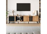 Sweiko Mobile Tv Rustico Marrone, Mobile Basso, Mobile Tv, Comò Tv, 180 Cm – Per Televisori Fino A 80 Pollici Con Anta E Ripiano Aperto