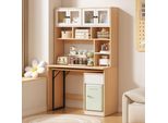 Scrivania Per Computer Sweiko, Scrivania A Ripiani, Scrivania Armadio, Scrivania Da Lavoro, Scrivania Armadio, Bianco Naturale 180Cm
