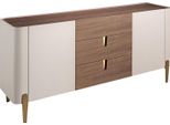 Credenza Angel Cerdá Noce, Beige, Acciaio Lucido Placcato Oro E Piano In Noce 3274